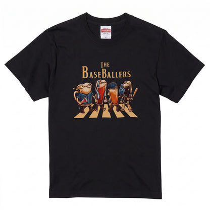 THE BASEBALLERS W | ビールたちの全力応援 横断歩道 面白Tシャツ【野球ファン・父の日ギフトに最適】