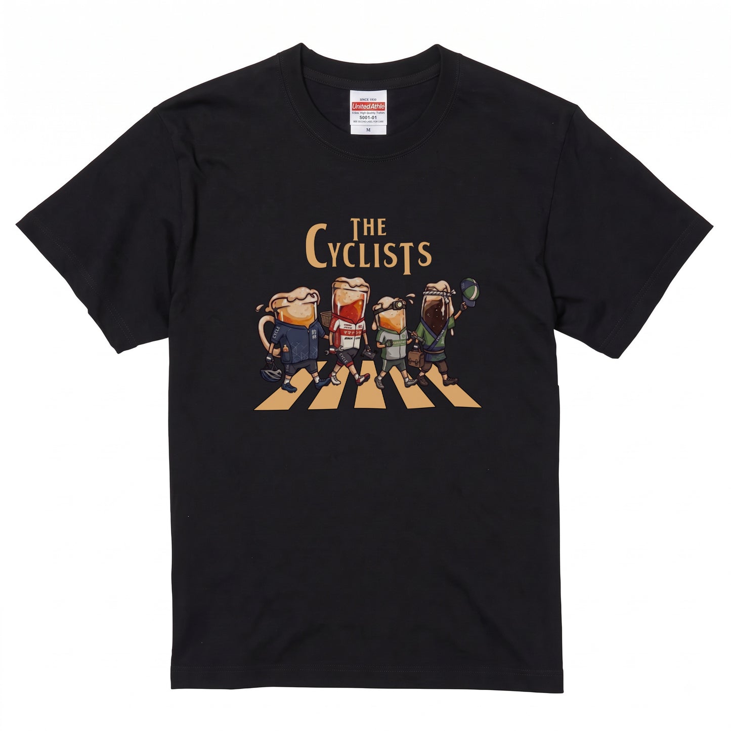 THE CYCLISTS | ビールたちのサイクリング 横断歩道 面白Tシャツ【自転車好き・ビール好き・ギフトに最適】
