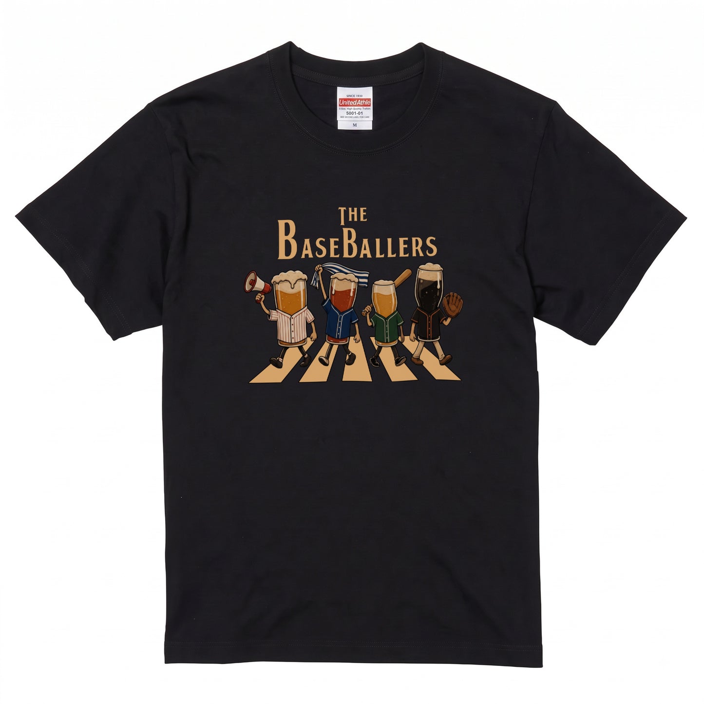 THE BASEBALLERS | 野球ビール アビーロード風パロディ 面白Tシャツ【野球観戦・ビール好き・ギフトに最適】