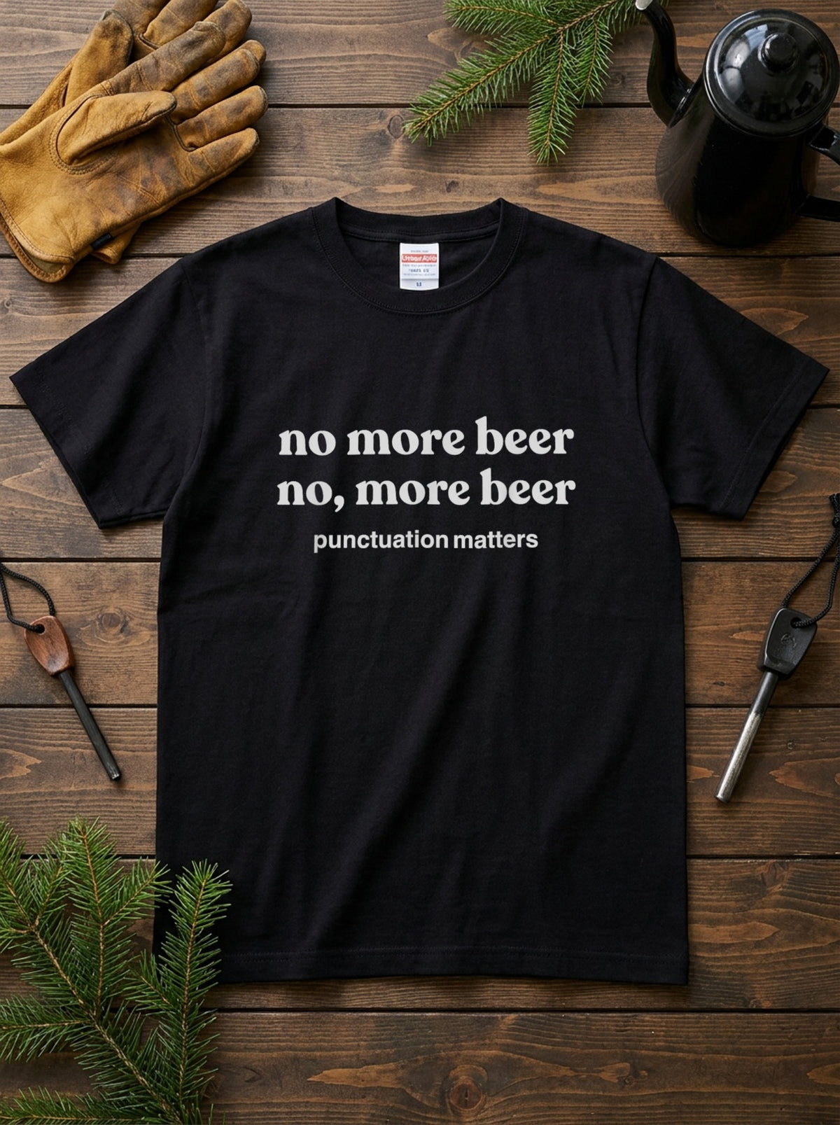 No More Beer / No, More Beer Tシャツ ｜ ビール好き・おもしろ・英語 ジョークに人気