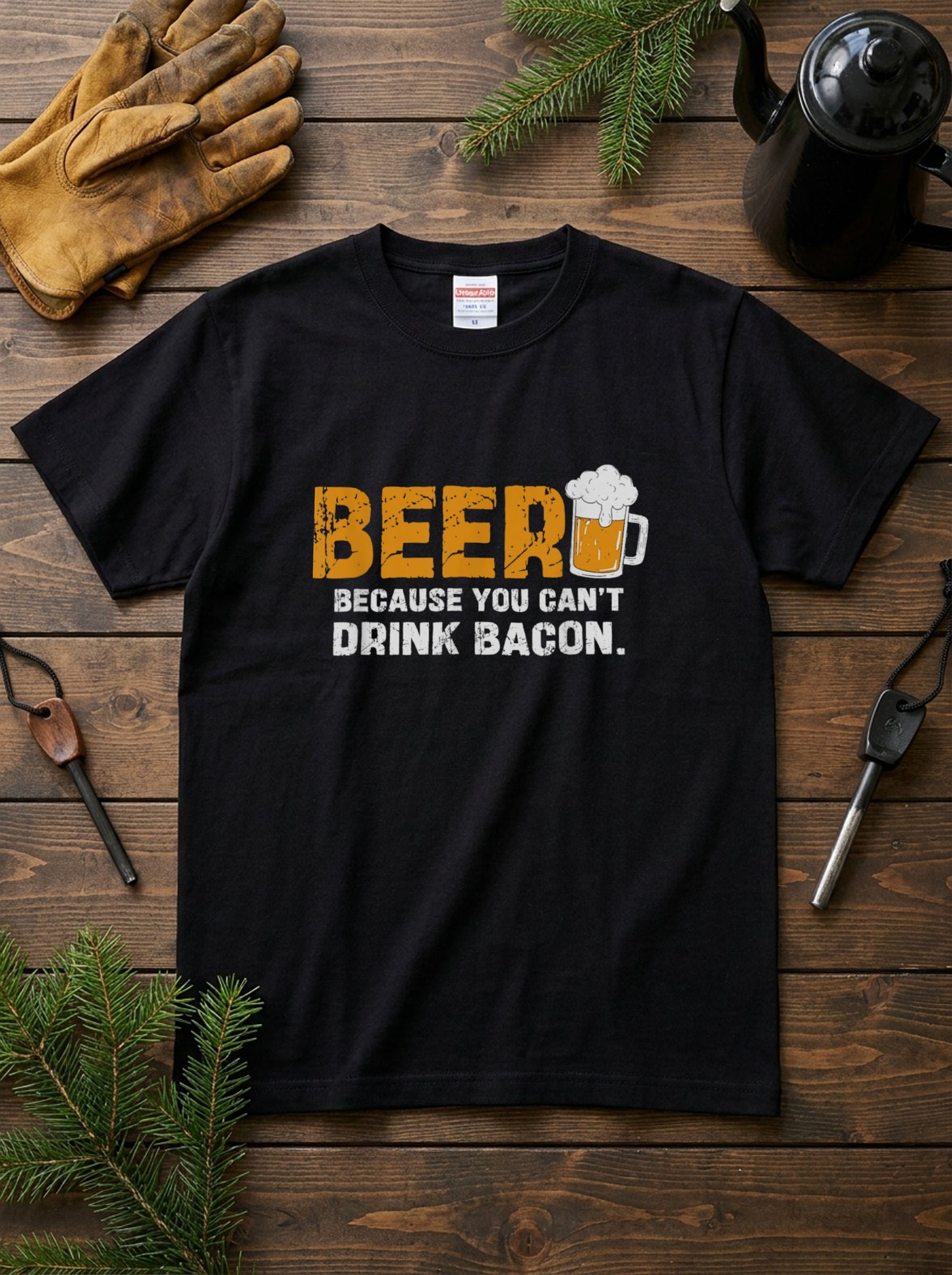 「BEER Because You Can't Drink Bacon 」シャツ ｜ ビール好き・おもしろ・飲み会に人気