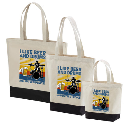 「I LIKE BEER AND MY DRUMS」誕生日プレゼントにも最適！居酒屋・飲み会で話題の面白トートバッグ｜日本酒・ビール・焼酎・ウイスキー好きにおすすめ