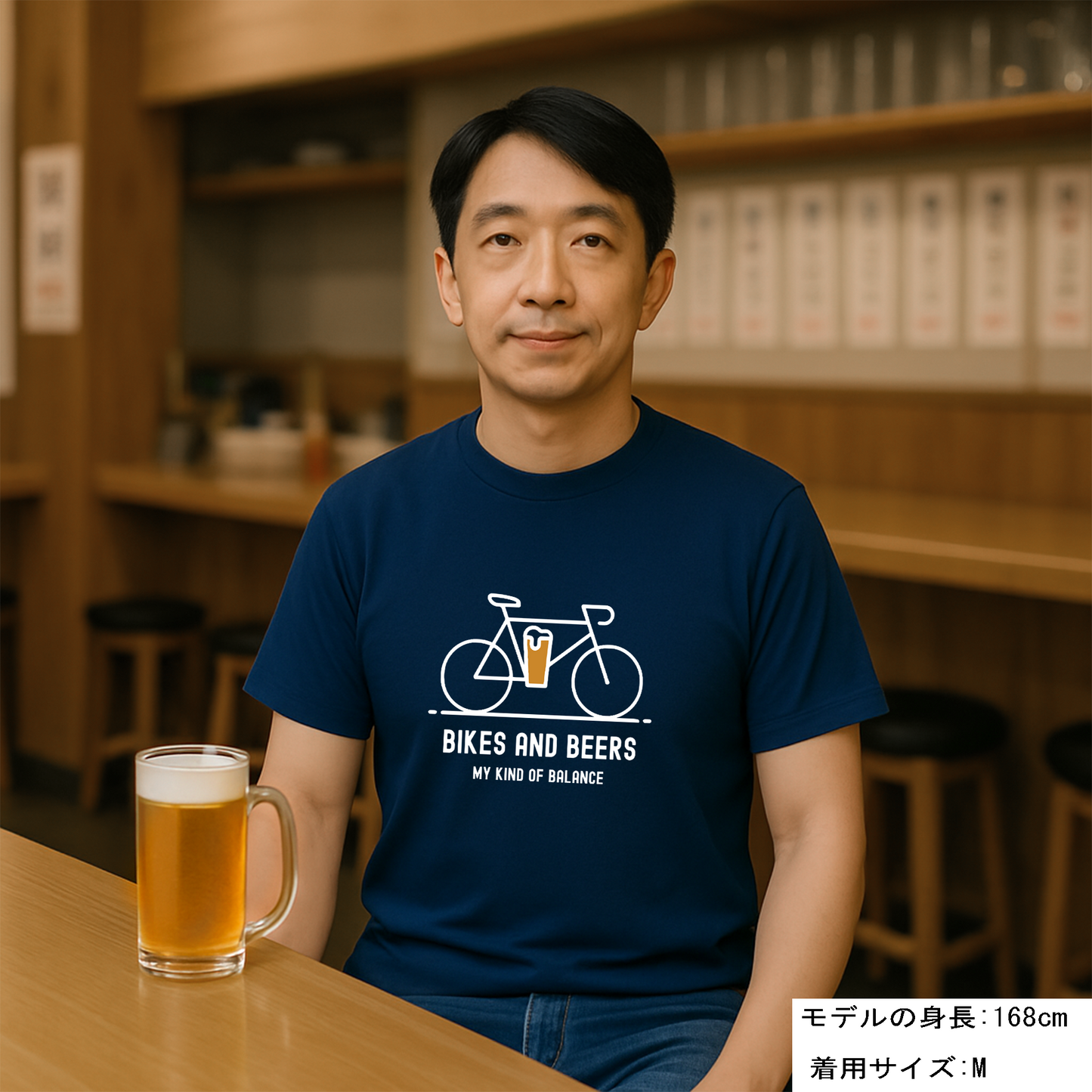 「BIKES AND BEERS 」誕生日プレゼントにも最適！居酒屋・飲み会で話題の面白ドライシルキータッチTシャツ｜日本酒・ビール・焼酎・ウイスキー好きにおすすめ