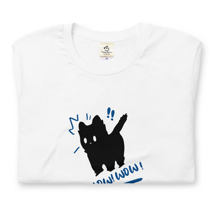 猫tシャツ ねこ 可愛い猫イラスト WOW! ビックリした！｜アダルト&キッズサイズ.