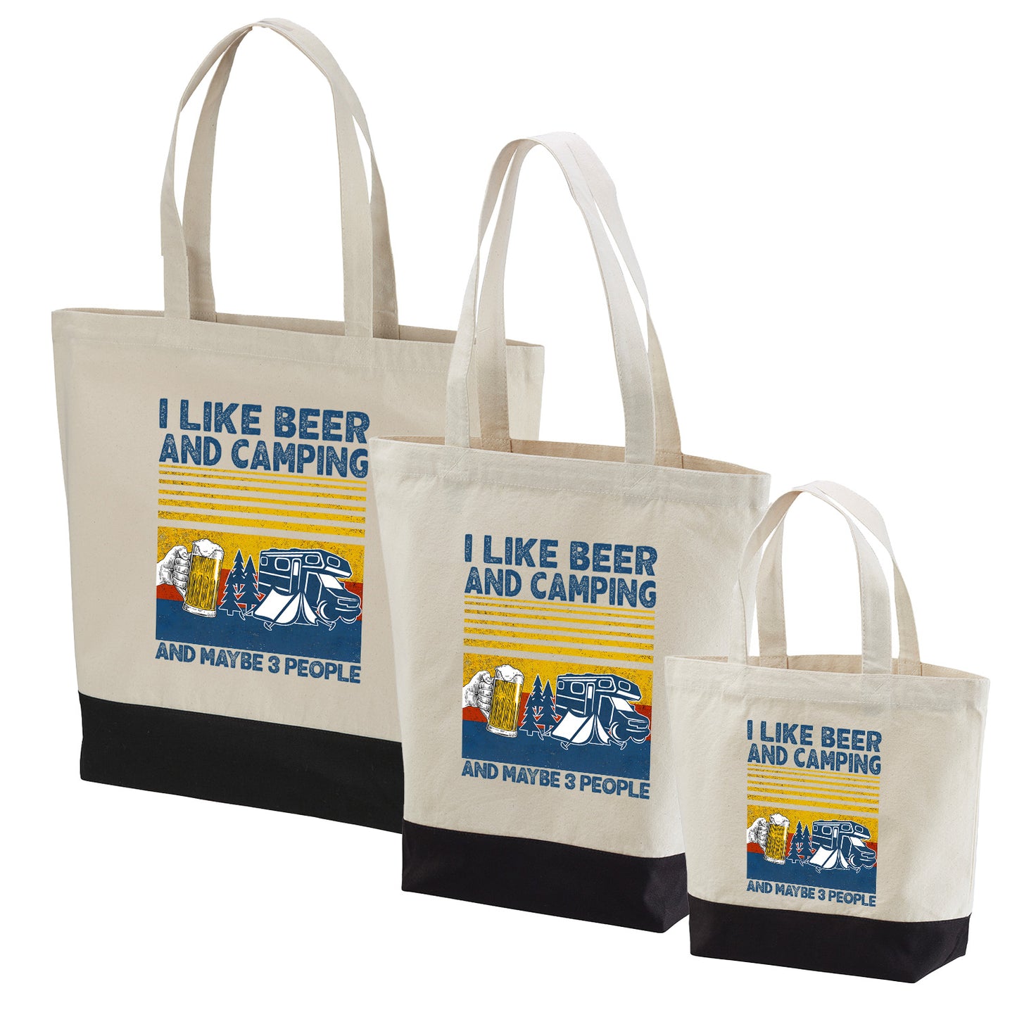 「I LIKE BEER AND MY CAMPING」誕生日プレゼントにも最適！居酒屋・飲み会で話題の面白トートバッグ｜日本酒・ビール・焼酎・ウイスキー好きにおすすめ