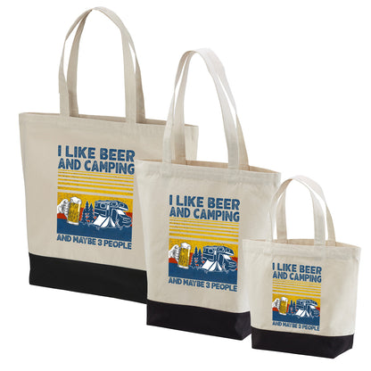 「I LIKE BEER AND MY CAMPING」誕生日プレゼントにも最適！居酒屋・飲み会で話題の面白トートバッグ｜日本酒・ビール・焼酎・ウイスキー好きにおすすめ