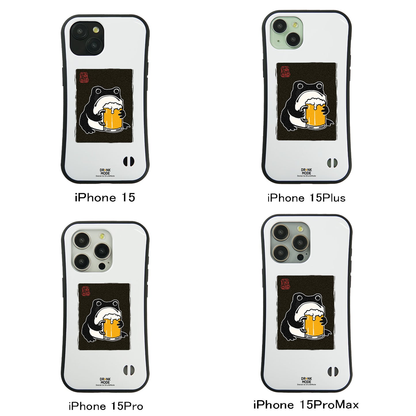 「ビールを飲むカエル 和柄」iPhoneケース おもしろデザイン｜酒好きに人気のDrunkmodeスマホケース｜ビール・焼酎・日本酒・ウイスキー好きにおすすめ｜プレゼントにも◎