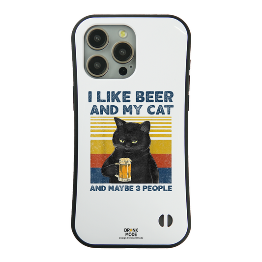 「I LIKE BEER AND MY CAT」iPhoneケース おもしろデザイン｜酒好きに人気のDrunkmodeスマホケース｜ビール・焼酎・日本酒・ウイスキー好きにおすすめ｜プレゼントにも◎