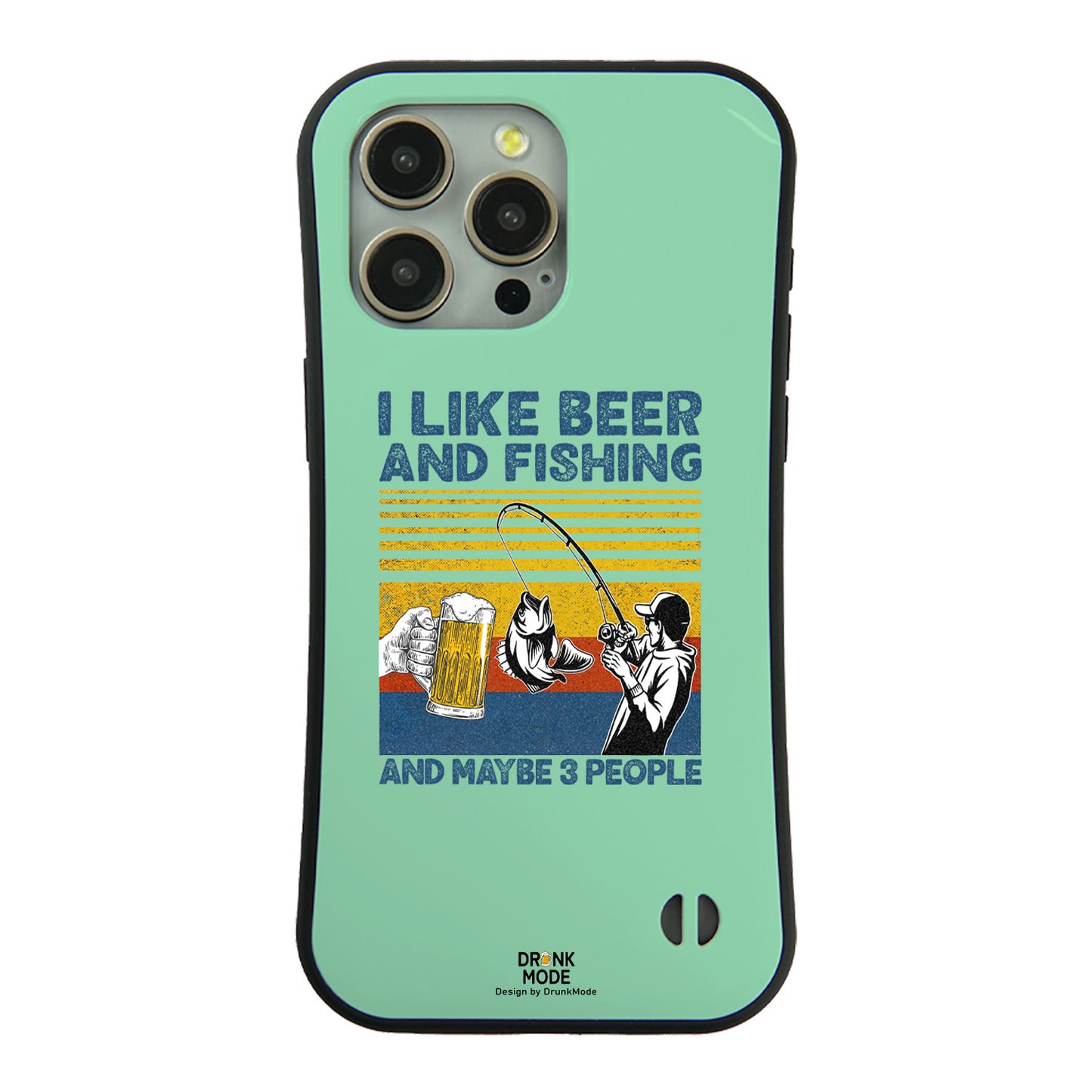 「I LIKE BEER AND FISHING」iPhoneケース おもしろデザイン｜酒好きに人気のDrunkmodeスマホケース｜ビール・焼酎・日本酒・ウイスキー好きにおすすめ｜プレゼントにも◎
