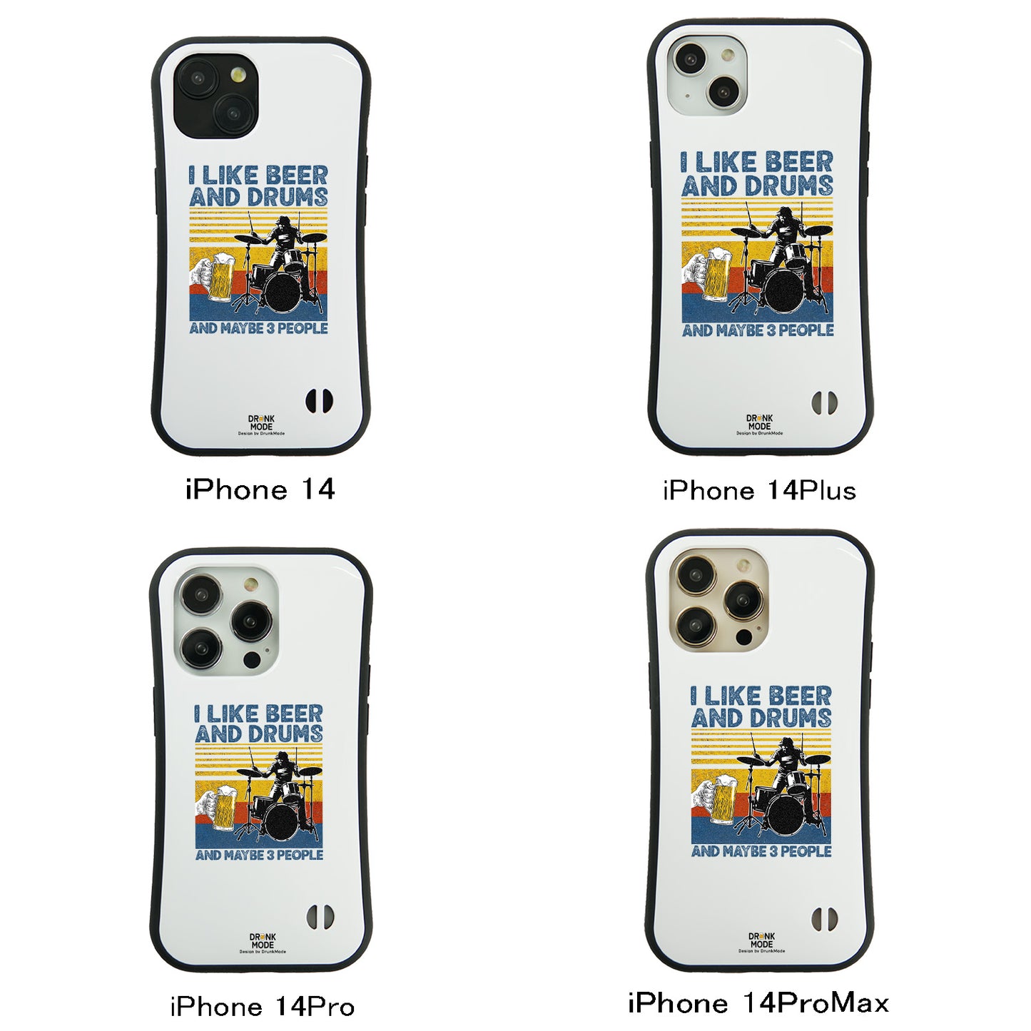 「I LIKE BEER AND DRUMS」iPhoneケース おもしろデザイン｜酒好きに人気のDrunkmodeスマホケース｜ビール・焼酎・日本酒・ウイスキー好きにおすすめ｜プレゼントにも◎