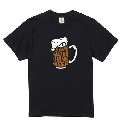 「 Save Water Drink Beer - ビールは水分補給」誕生日プレゼントにも最適！居酒屋・飲み会で話題の面白tシャツ｜日本酒・ビール・焼酎・ウイスキー好きにおすすめ