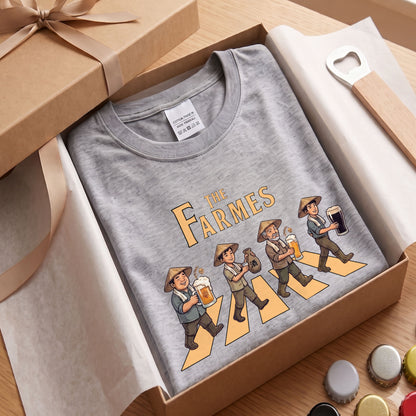 THE FARMES | 収穫の宴 ビール 農業 菅笠 ロック名盤オマージュ グラフィック 長袖Tシャツ【おもしろ雑貨・作業着・普段着・ユニセックス・ギフトに最適】