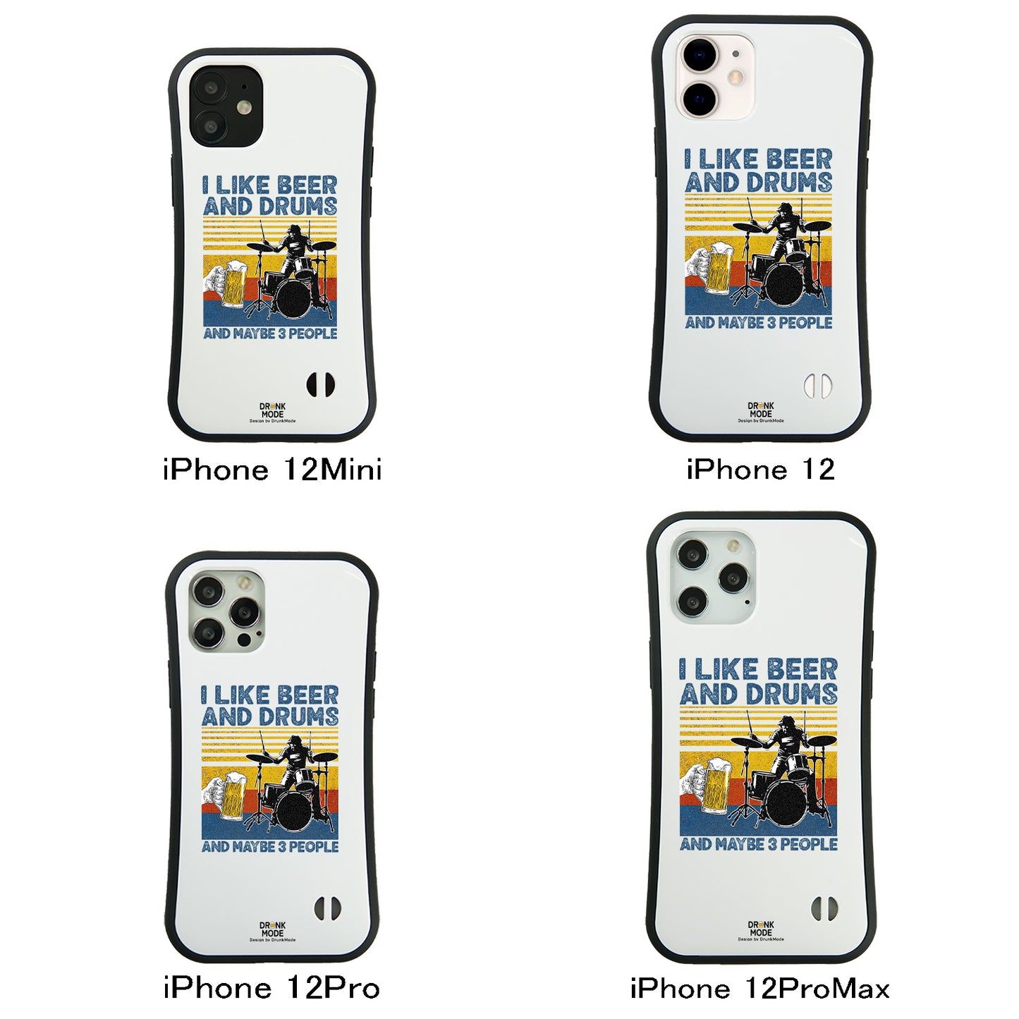 「I LIKE BEER AND DRUMS」iPhoneケース おもしろデザイン｜酒好きに人気のDrunkmodeスマホケース｜ビール・焼酎・日本酒・ウイスキー好きにおすすめ｜プレゼントにも◎