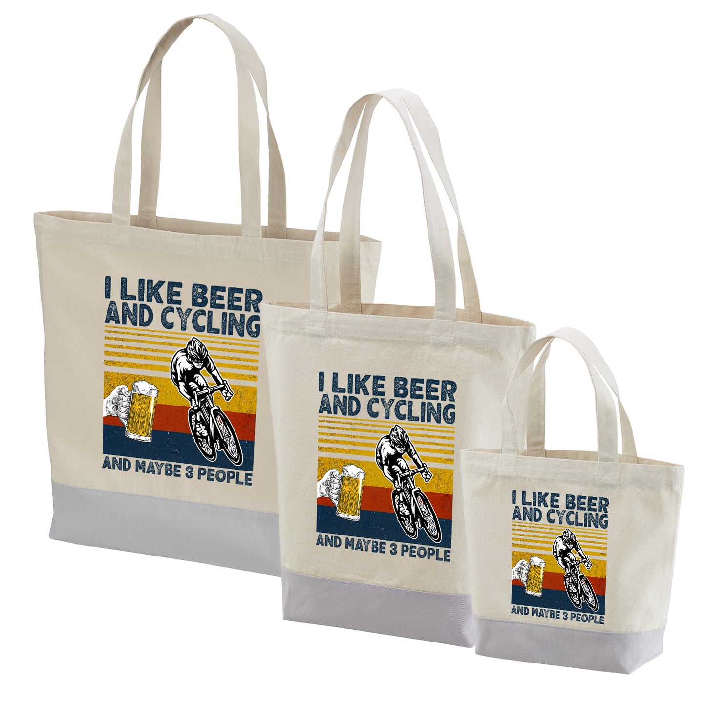 「I LIKE BEER AND CYCLING」誕生日プレゼントにも最適！居酒屋・飲み会で話題の面白トートバッグ｜日本酒・ビール・焼酎・ウイスキー好きにおすすめ