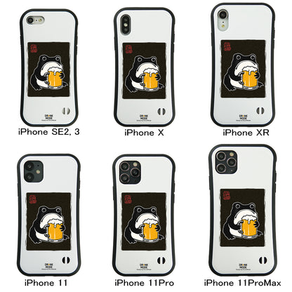 「ビールを飲むカエル 和柄」iPhoneケース おもしろデザイン｜酒好きに人気のDrunkmodeスマホケース｜ビール・焼酎・日本酒・ウイスキー好きにおすすめ｜プレゼントにも◎