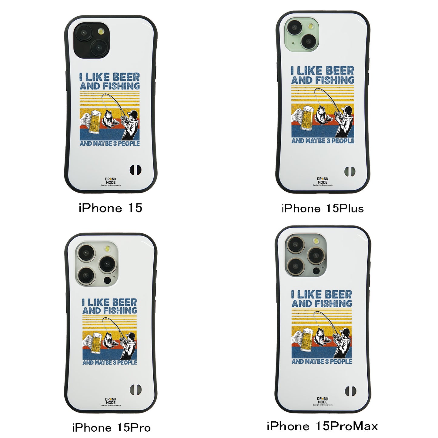 「I LIKE BEER AND FISHING」iPhoneケース おもしろデザイン｜酒好きに人気のDrunkmodeスマホケース｜ビール・焼酎・日本酒・ウイスキー好きにおすすめ｜プレゼントにも◎