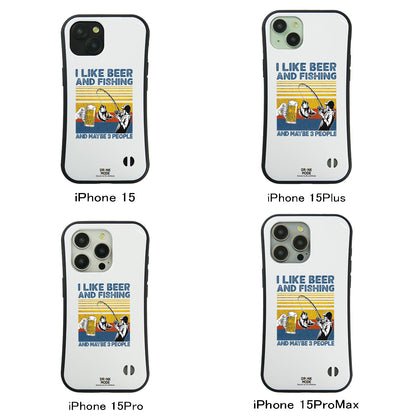 「I LIKE BEER AND FISHING」iPhoneケース おもしろデザイン｜酒好きに人気のDrunkmodeスマホケース｜ビール・焼酎・日本酒・ウイスキー好きにおすすめ｜プレゼントにも◎