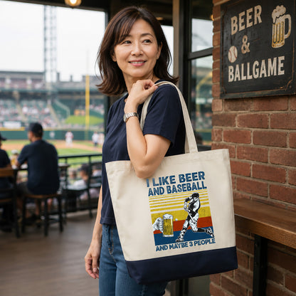 「I LIKE BEER AND MY BASEBALL」誕生日プレゼントにも最適！居酒屋・飲み会で話題の面白トートバッグ｜日本酒・ビール・焼酎・ウイスキー好きにおすすめ
