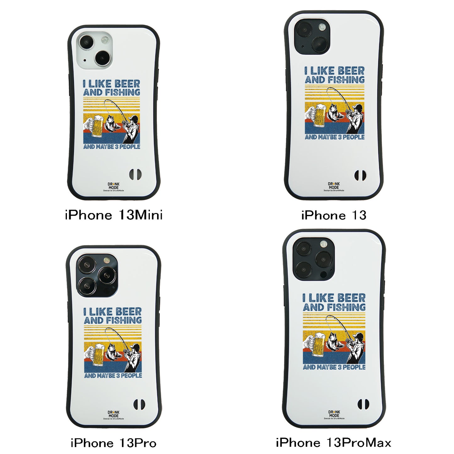 「I LIKE BEER AND FISHING」iPhoneケース おもしろデザイン｜酒好きに人気のDrunkmodeスマホケース｜ビール・焼酎・日本酒・ウイスキー好きにおすすめ｜プレゼントにも◎