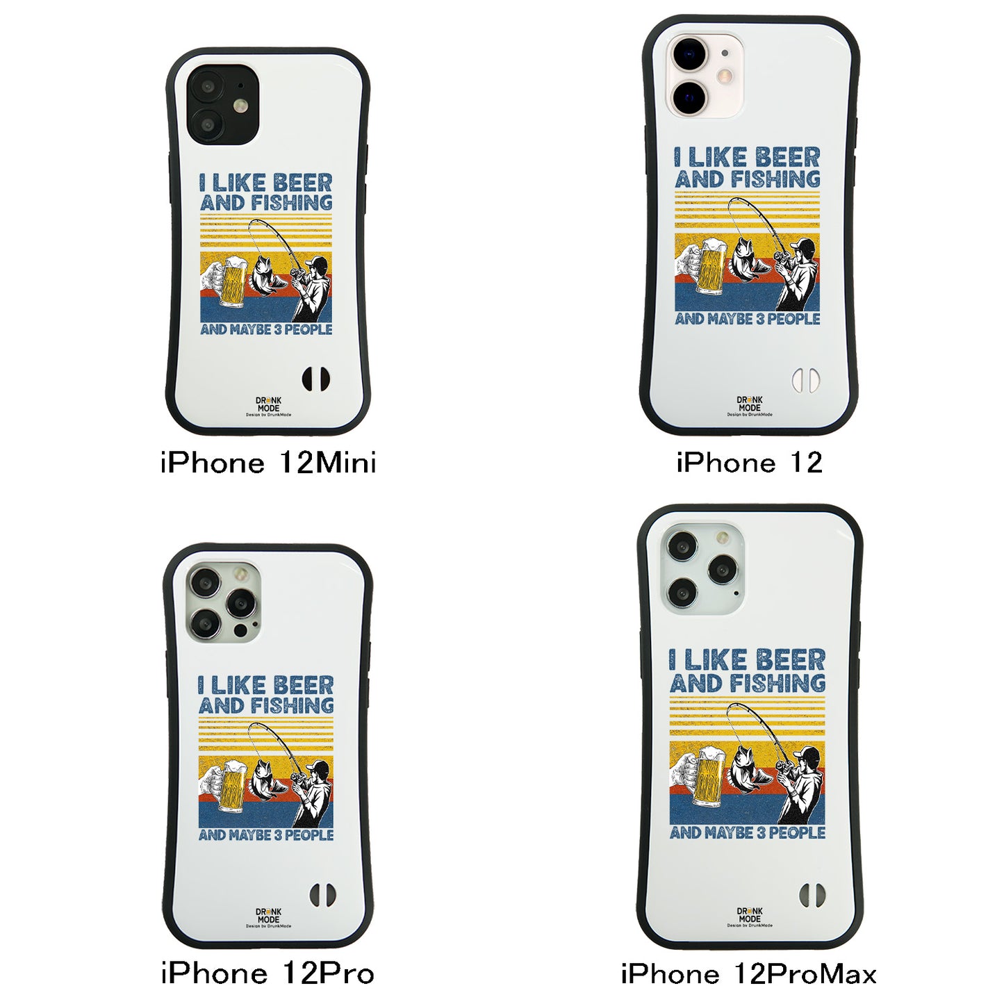 「I LIKE BEER AND FISHING」iPhoneケース おもしろデザイン｜酒好きに人気のDrunkmodeスマホケース｜ビール・焼酎・日本酒・ウイスキー好きにおすすめ｜プレゼントにも◎