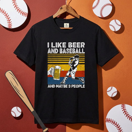 「I LIKE BEER AND BASEBALL」ビール＆野球が好き Tシャツ