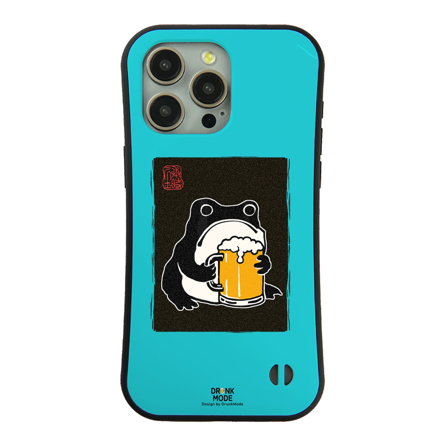 「ビールを飲むカエル 和柄」iPhoneケース おもしろデザイン｜酒好きに人気のDrunkmodeスマホケース｜ビール・焼酎・日本酒・ウイスキー好きにおすすめ｜プレゼントにも◎