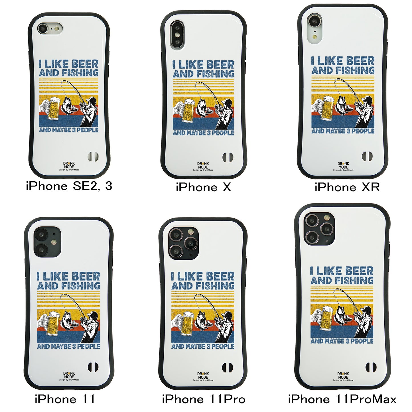 「I LIKE BEER AND FISHING」iPhoneケース おもしろデザイン｜酒好きに人気のDrunkmodeスマホケース｜ビール・焼酎・日本酒・ウイスキー好きにおすすめ｜プレゼントにも◎