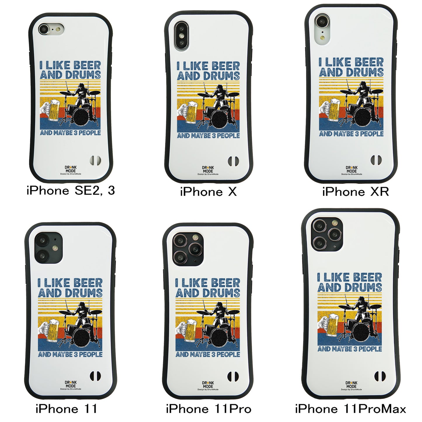 「I LIKE BEER AND DRUMS」iPhoneケース おもしろデザイン｜酒好きに人気のDrunkmodeスマホケース｜ビール・焼酎・日本酒・ウイスキー好きにおすすめ｜プレゼントにも◎