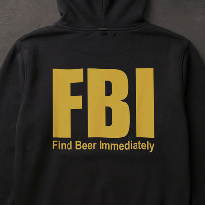 FBI (Find Beer Immediately) おもしろビール パーカー ｜バックプリント