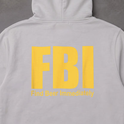 FBI (Find Beer Immediately) おもしろビール パーカー ｜バックプリント