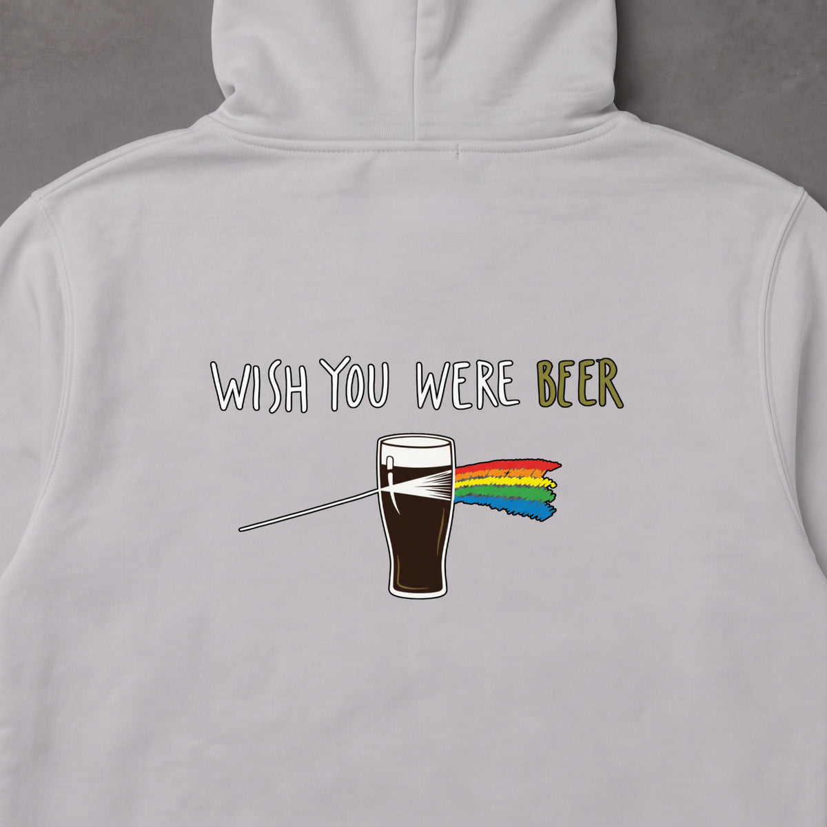 WISH YOU WERE BEER 黒ビール プリズム パーカー ｜バックプリント