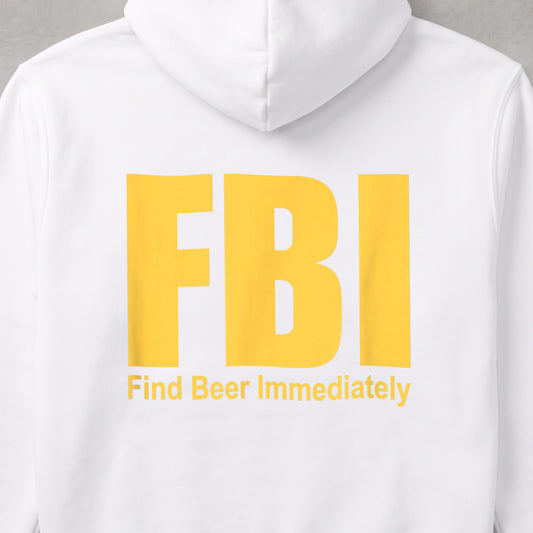 FBI (Find Beer Immediately) おもしろビール パーカー ｜バックプリント