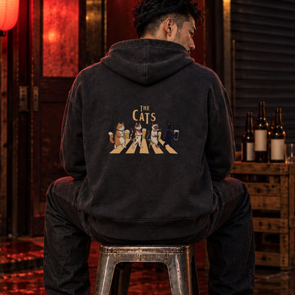 THE CATS 猫とビール 横断歩道 パーカー ｜バックプリント