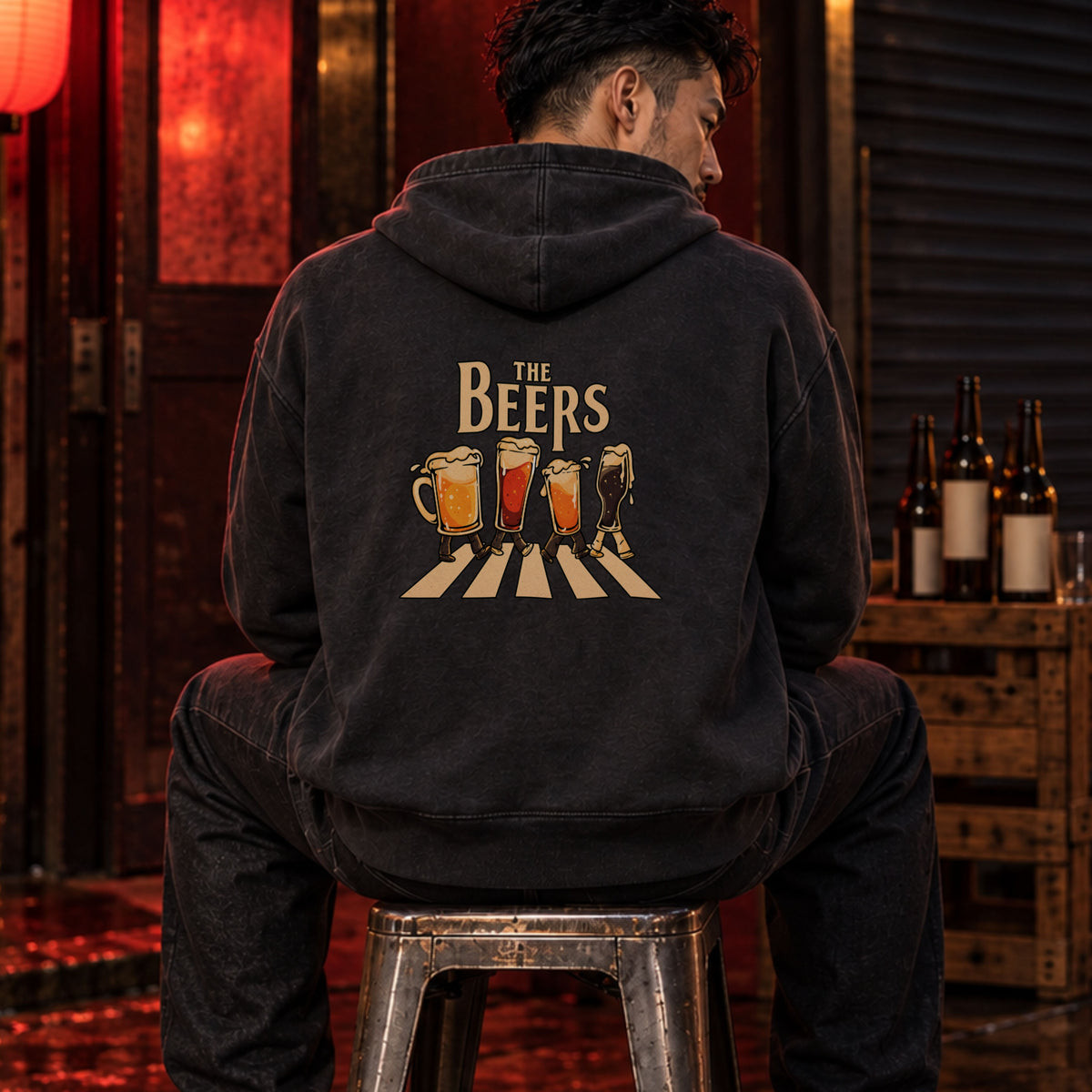 THE BEERS ビール横断歩道 パーカー ｜バックプリント