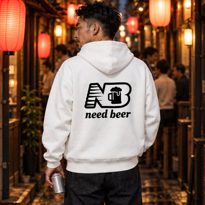 need beer スポーティー ビールジョッキ パーカー ｜バックプリント