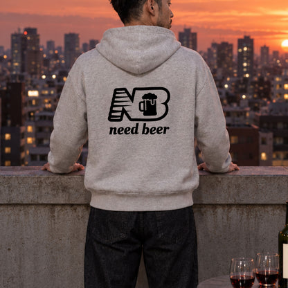 need beer スポーティー ビールジョッキ パーカー ｜バックプリント