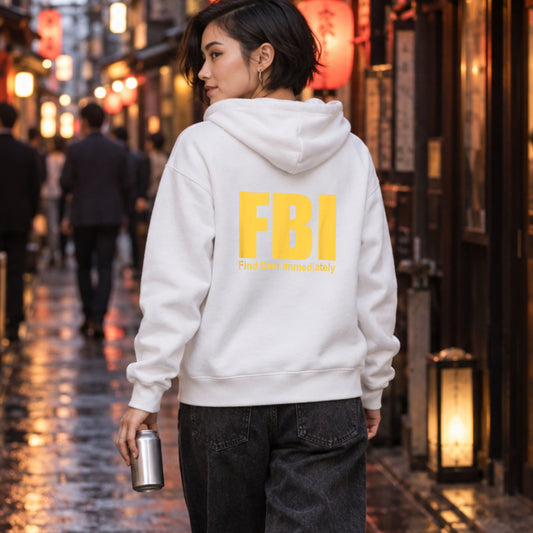FBI (Find Beer Immediately) おもしろビール パーカー ｜バックプリント