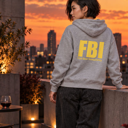 FBI (Find Beer Immediately) おもしろビール パーカー ｜バックプリント