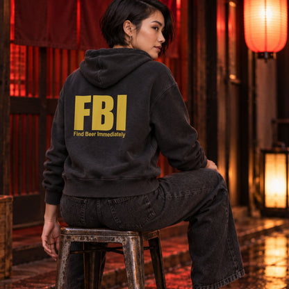 FBI (Find Beer Immediately) おもしろビール パーカー ｜バックプリント