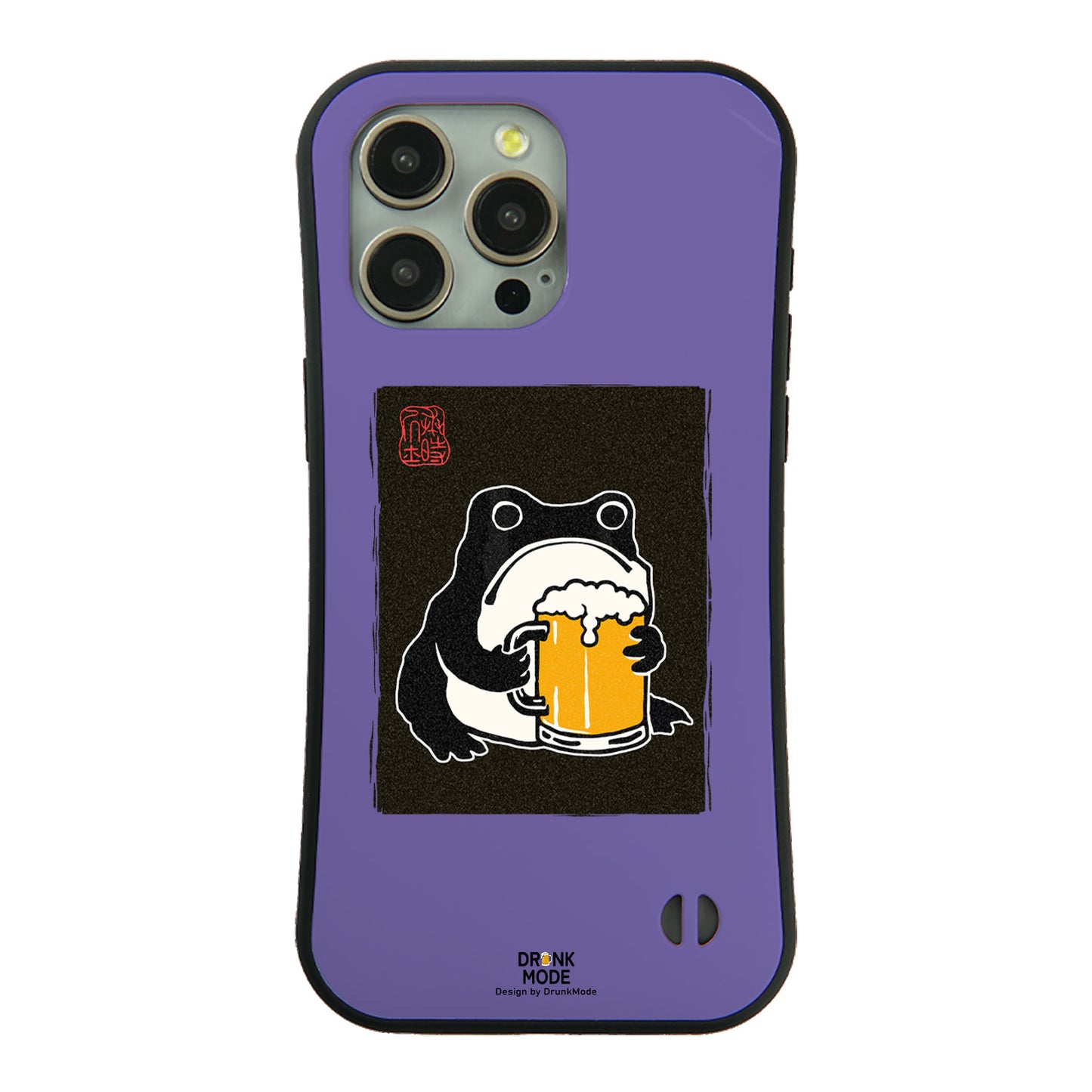 「ビールを飲むカエル 和柄」iPhoneケース おもしろデザイン｜酒好きに人気のDrunkmodeスマホケース｜ビール・焼酎・日本酒・ウイスキー好きにおすすめ｜プレゼントにも◎