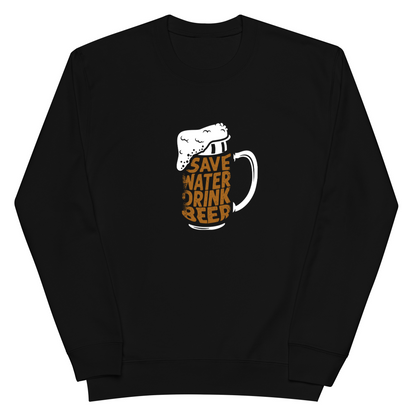 「  Save Water Drink Beer - ビールは水分補給」誕生日プレゼントにも最適！居酒屋・飲み会で話題の面白トレーナー｜日本酒・ビール・焼酎・ウイスキー好きにおすすめ