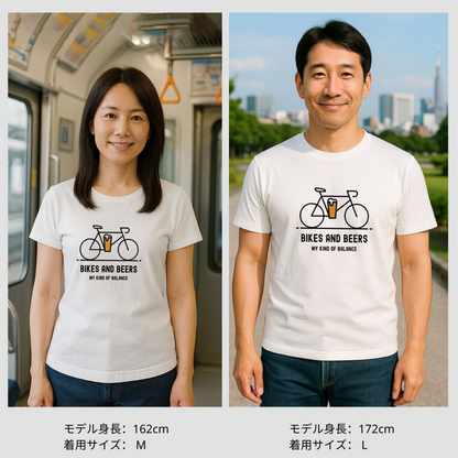 「 BIKES AND BEERS 」誕生日プレゼントにも最適！居酒屋・飲み会で話題の面白tシャツ｜日本酒・ビール・焼酎・ウイスキー好きにおすすめ