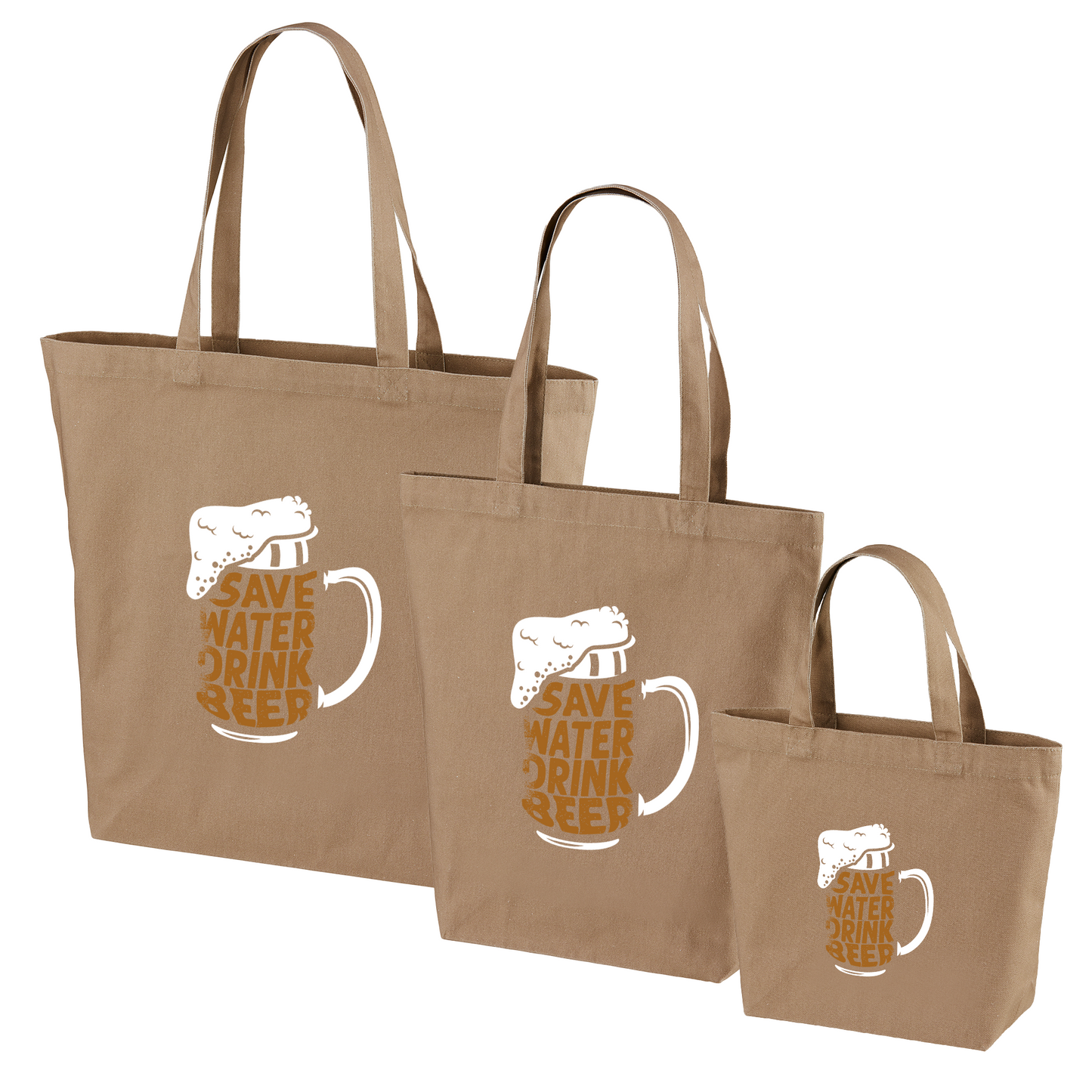 「Save Water Drink Beer - ビールは水分補給」誕生日プレゼントにも最適！居酒屋・飲み会で話題の面白トートバッグ｜日本酒・ビール・焼酎・ウイスキー好きにおすすめ