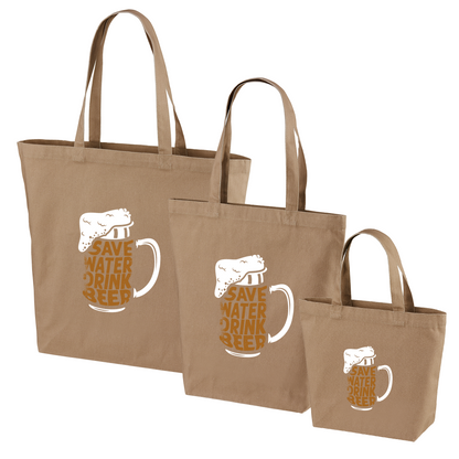 「Save Water Drink Beer - ビールは水分補給」誕生日プレゼントにも最適！居酒屋・飲み会で話題の面白トートバッグ｜日本酒・ビール・焼酎・ウイスキー好きにおすすめ