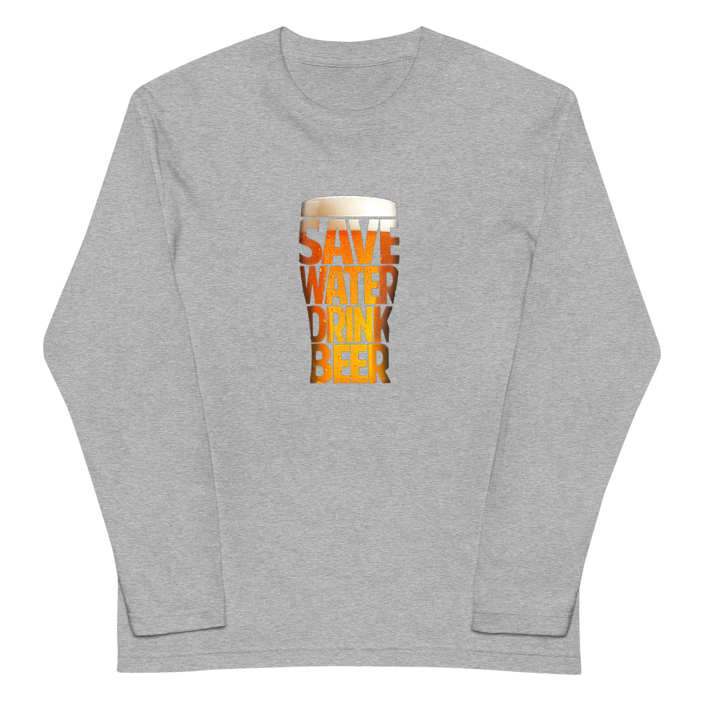 「SAVE WATER DRINK BEER」誕生日プレゼントにも最適！居酒屋・飲み会で話題の面白長袖tシャツ｜日本酒・ビール・焼酎・ウイスキー好きにおすすめ