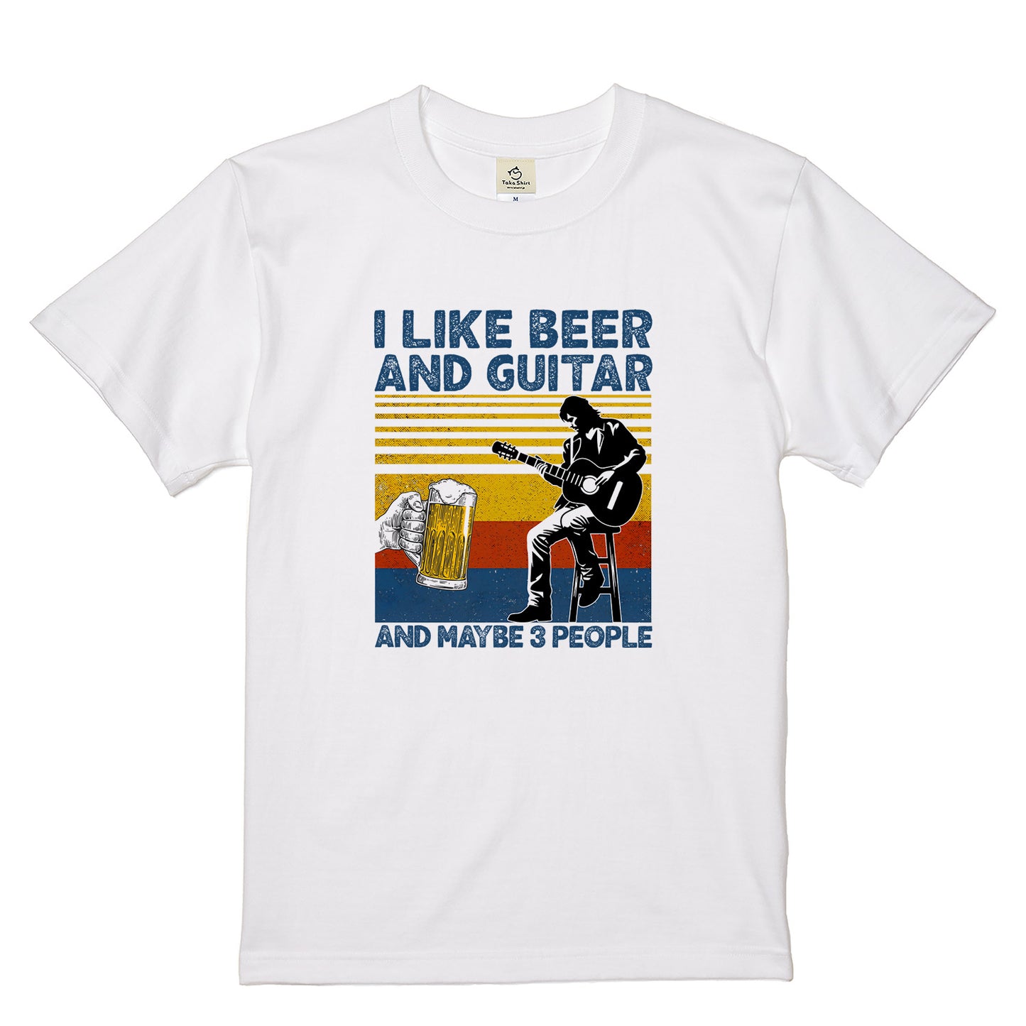 「I LIKE BEER AND MY GUITAR」ビール＆キャンプが好きTシャツ