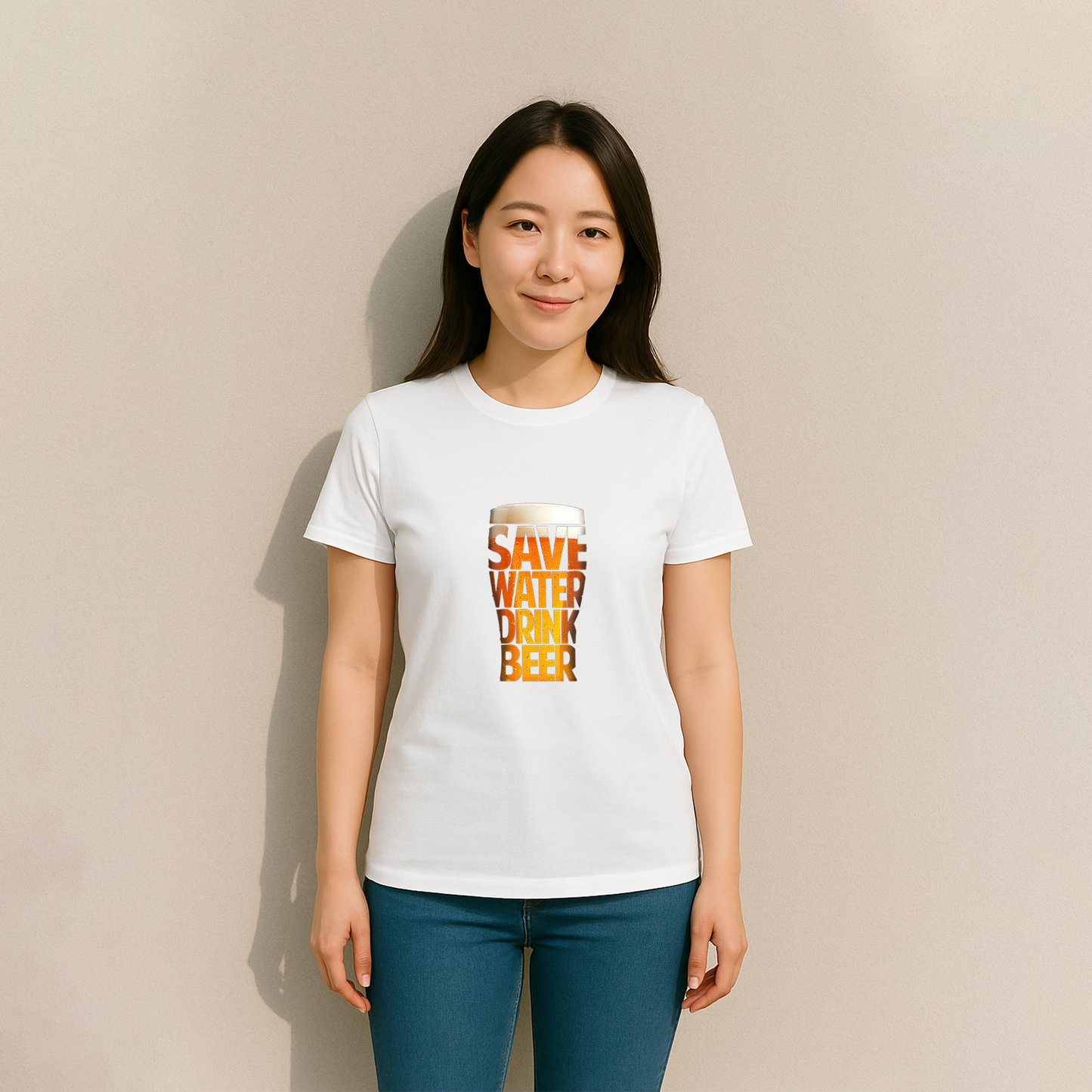 「 SAVE WATER DRINK BEER 」誕生日プレゼントにも最適！居酒屋・飲み会で話題の面白tシャツ｜日本酒・ビール・焼酎・ウイスキー好きにおすすめ