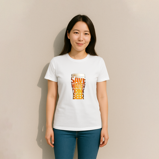 「 SAVE WATER DRINK BEER 」誕生日プレゼントにも最適！居酒屋・飲み会で話題の面白tシャツ｜日本酒・ビール・焼酎・ウイスキー好きにおすすめ