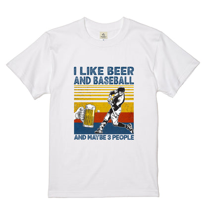 「I LIKE BEER AND MY BASEBALL」ビール＆野球が好き Tシャツ