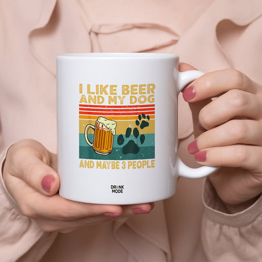 マグカップ ビールイラスト I LIKE BEER AND MY DOG ｜ビール好きにおすすめ プレゼントにも最適